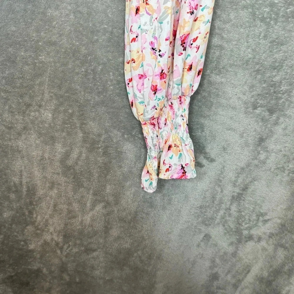 Amazon 2X Shirt Top Pink Floral Flower Bell Long Sleeve Keyhole Round Neck Women - Picture 4 of 7